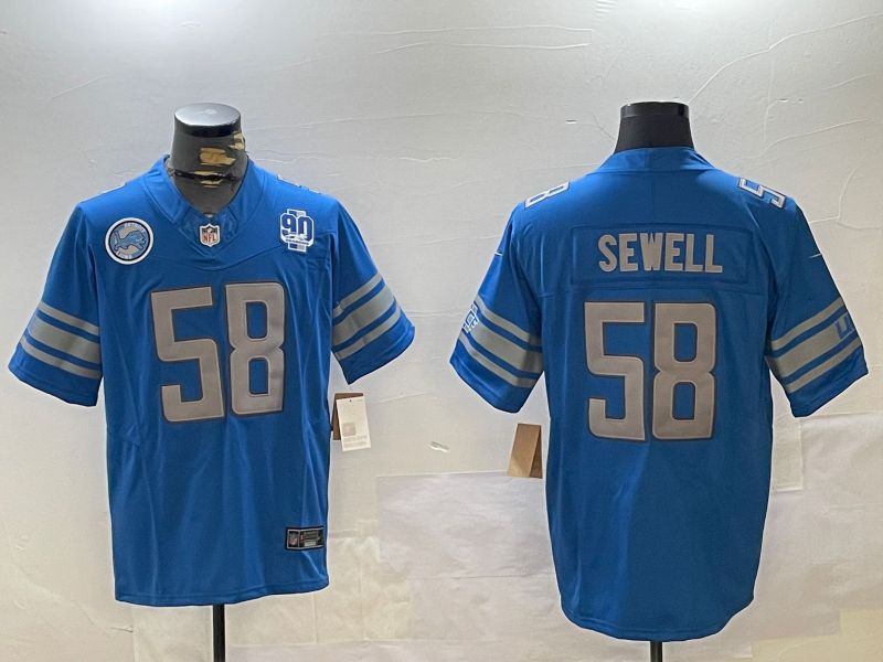 Men Detroit Lions #58 Sewell Blue three generations 2024 Nike Limited NFL Jersey style 4->los angeles rams->NFL Jersey